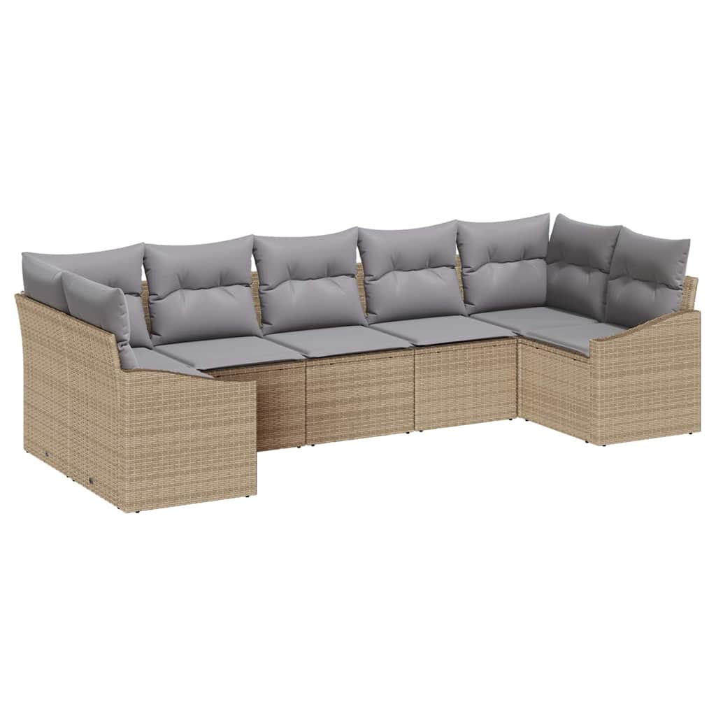 Garten Essgruppe mit Kissen 7 pcs Beige und Hellgrau